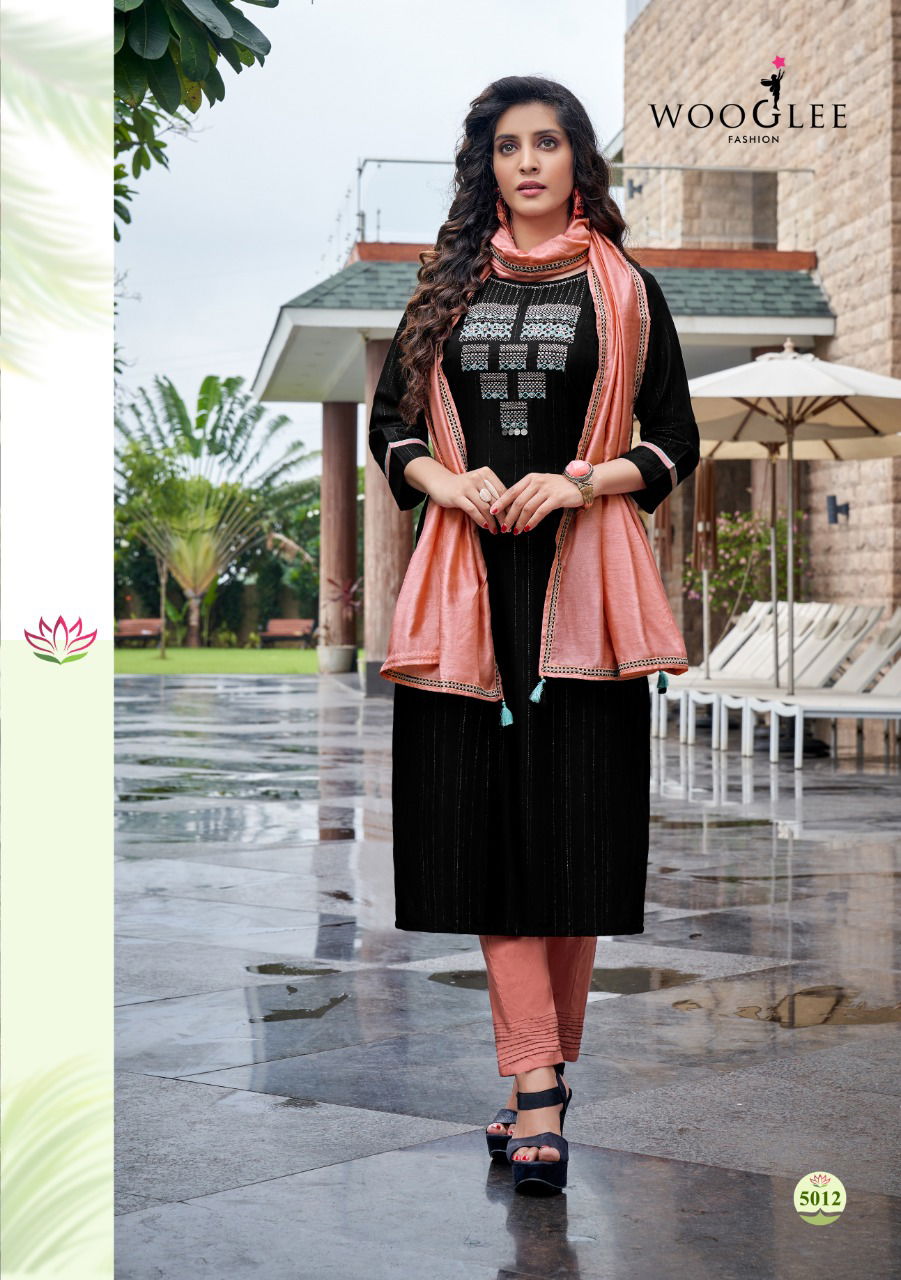 Wooglee Destiny 2 Festive Wear Heavy Fancy Viscose Weaving With Lurex Kurti With Botton And Dupatta
